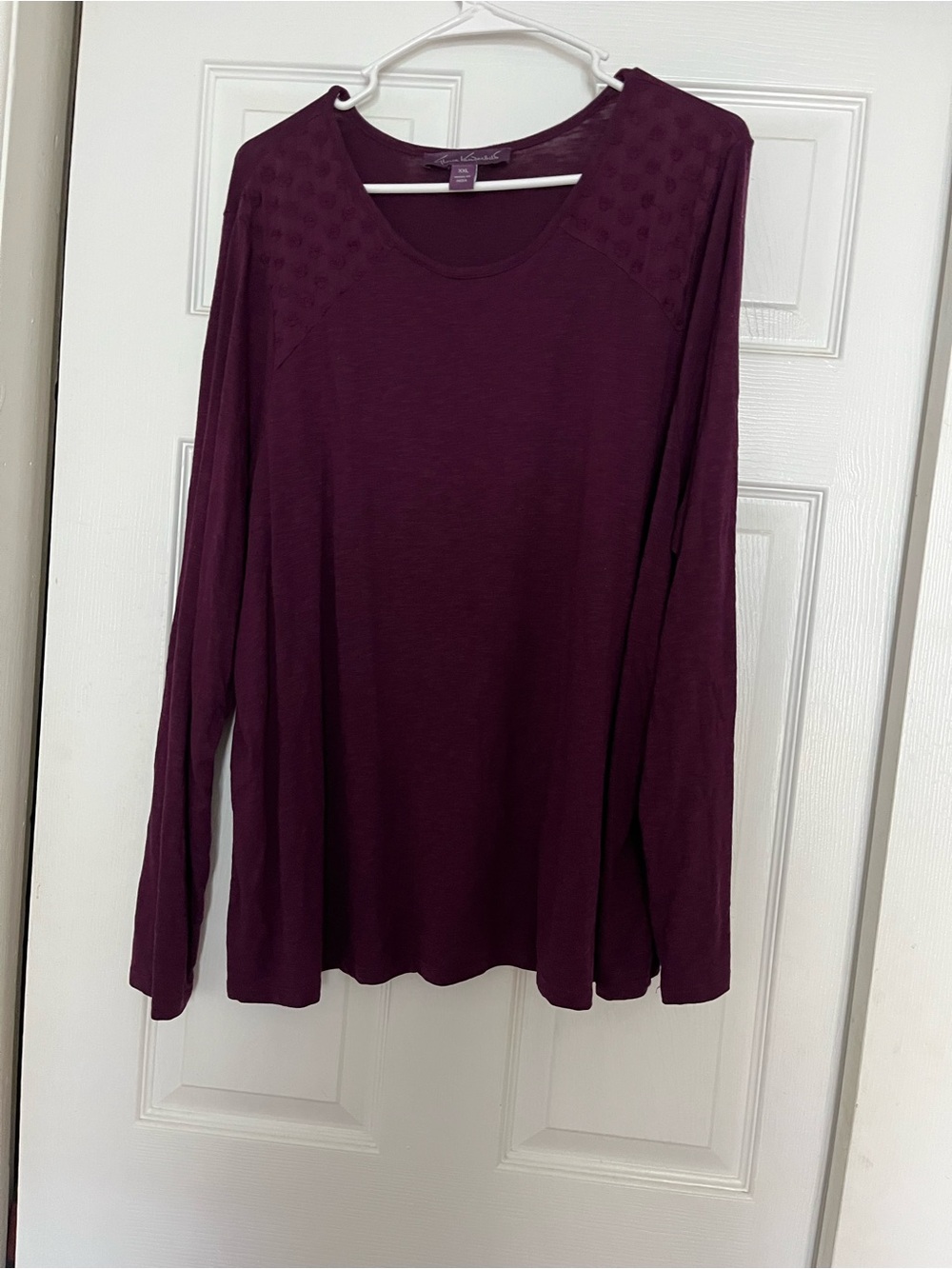 Gloria Vanderbilt Plum Long Sleeve Scoop Neck Top - Picture 3 of 8